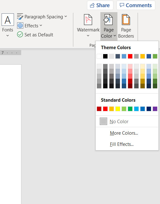 ms word 16 for mac change page colour